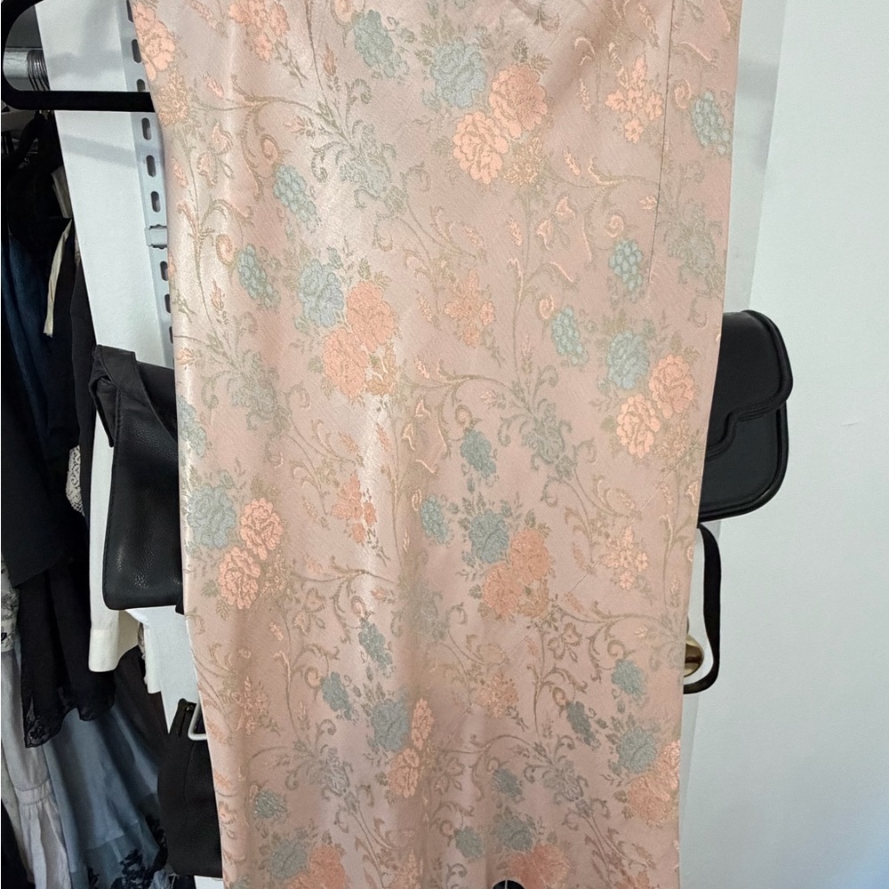 Dries Van Noten Satin Jacquard Pink Skirt